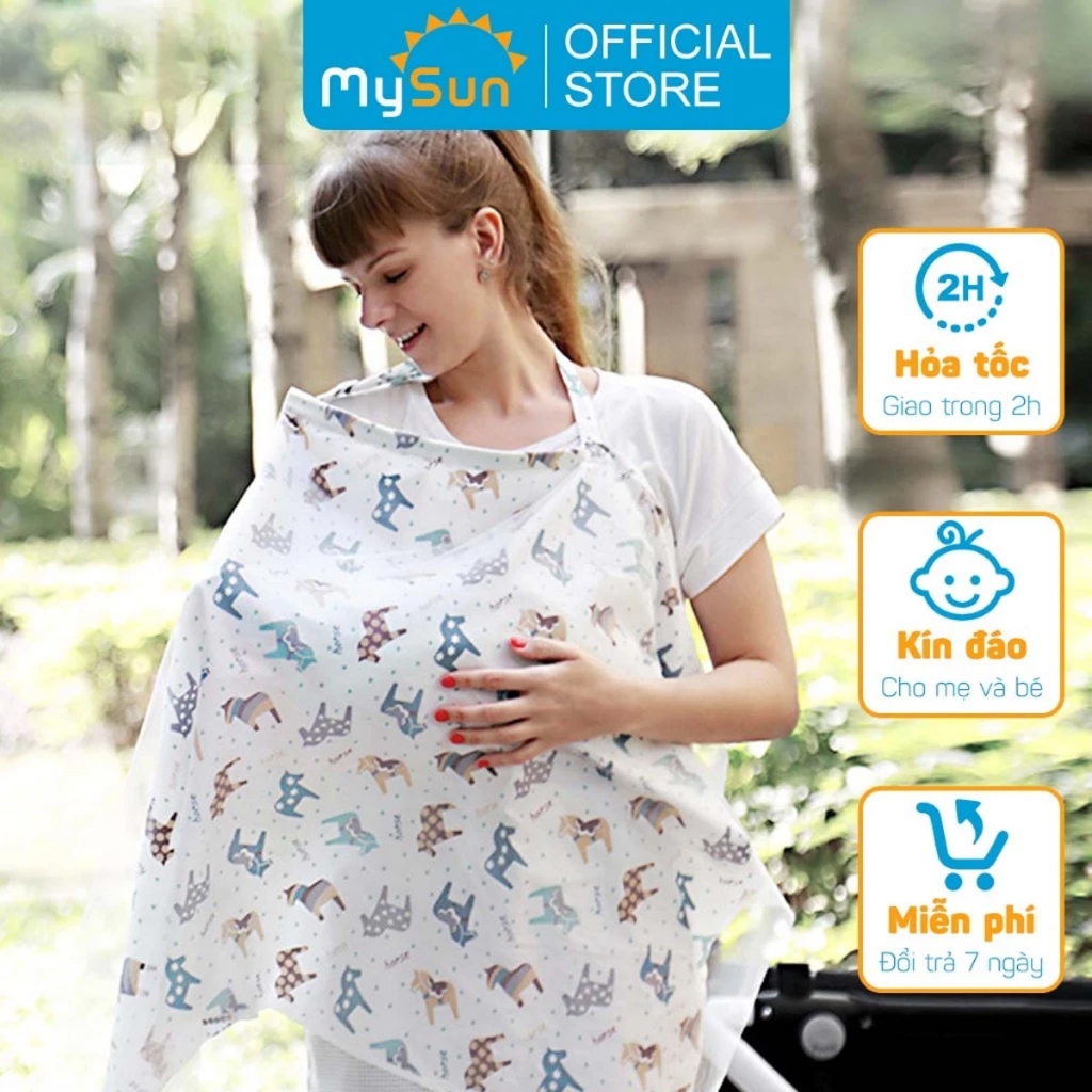 Khăn choàng che cho trẻ bé con bú ti khi ra ngoài đường che nắng MySun ...