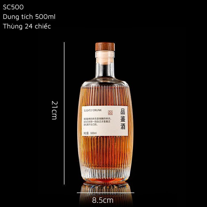 [CÓ TEM]Chai thủy tinh bầu sọc dung tích 500ml