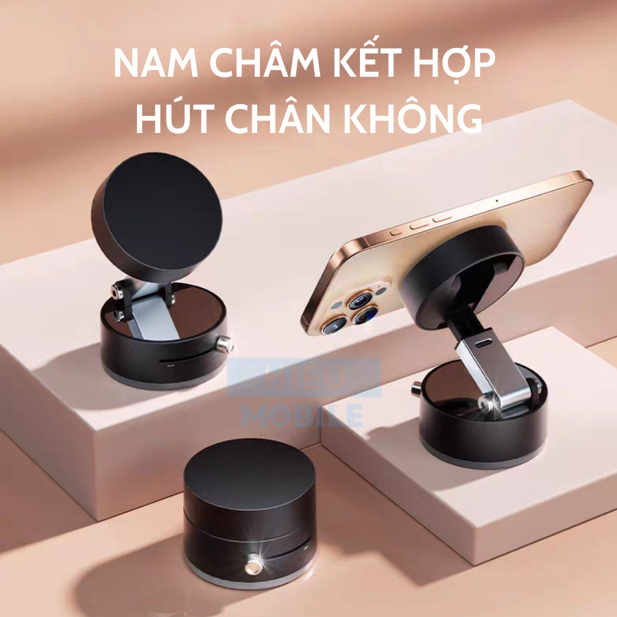Giá đỡ điện thoại nam châm hút chân không cho cửa kính, màn hình xe ô tô, tường gạch bóng...