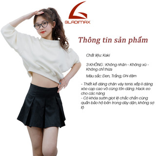 Chân Váy Xếp Ly 2 Lớp Có Lót Bảo Hộ Gladimax VN152 Hack Dáng l Chất KAKI  l SHORT SKIRT