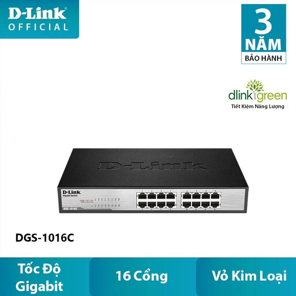 Thiết bị chia mạng Switch D-Link DGS-1016C (16 port/ 1 Gbps/ Unmanaged ...