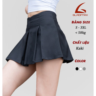 Chân Váy Xếp Ly 2 Lớp Có Lót Bảo Hộ Gladimax VN152 Hack Dáng l Chất KAKI  l SHORT SKIRT