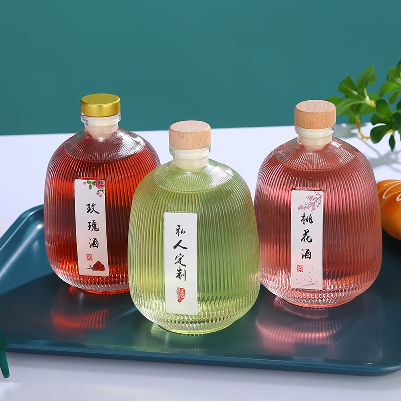 [CÓ TEM]Chai thủy tinh bầu sọc dung tích 500ml