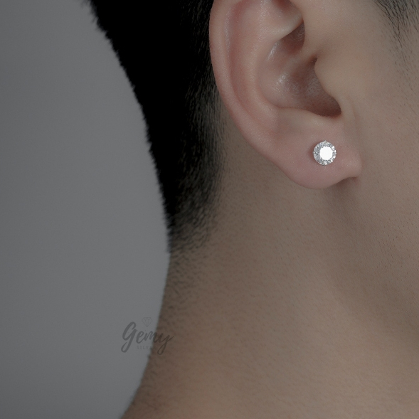 Khuyên tai nam bạc 925 ổ đá nhiều size basic (1 chiếc)  | GEMY SILVER K190 KN146