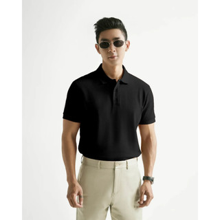 Áo polo nam màu đen trơn . Form Fitted - ROUTINE 10S25POL024R2