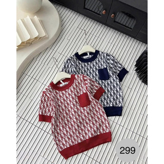 Áo len nữ cổ tròn cộc tay chữ đi o siêu sang, len mặc bốn mùa free size 876