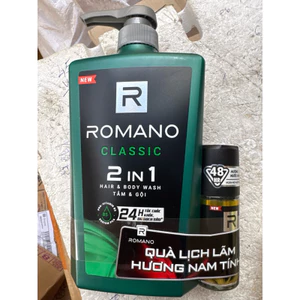Sữa tắm gội 2in1 Romano 650gr tặng lan giúp tóc khỏe, bóng mượt và sạch da đầu.