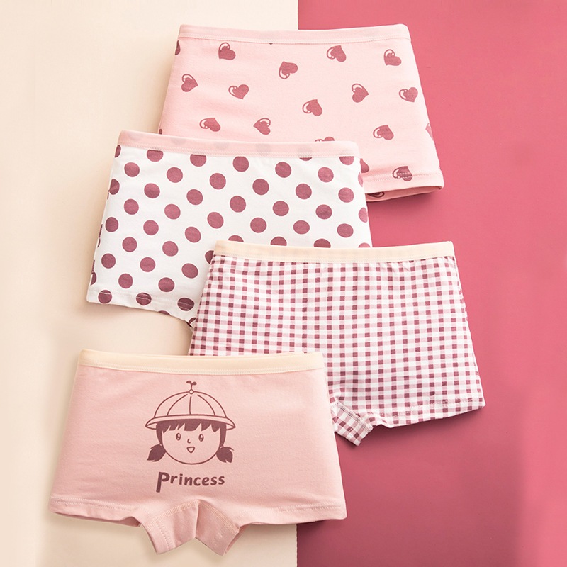 Combo 4 Quần Lót Bé Gái Dáng Đùi Cotton Mềm Mịn, Set 4 Quần Chip Trẻ Em Thỏa Mái Vận Động ZANABRA