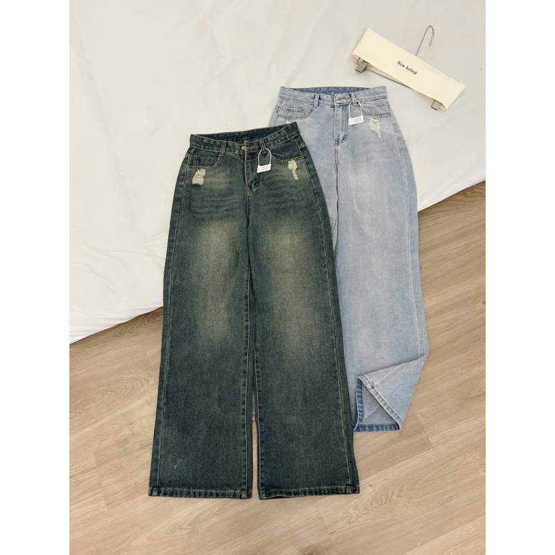 Quần jeans suông 2 màu rách bên the.sweaterweather TSW