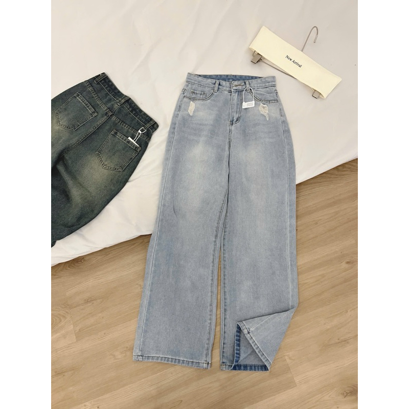Quần jeans suông 2 màu rách bên the.sweaterweather TSW