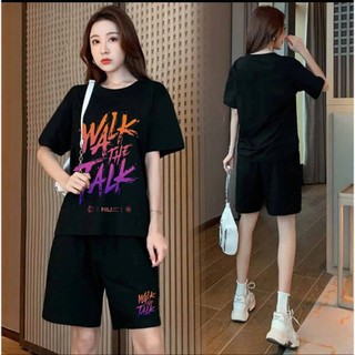 Bộ Đồ, Set Quần Áo thể Thao Nam Nữ Chất Liệu mè Cá Sấu Thoáng Mát 2025 in chữ walk SSL