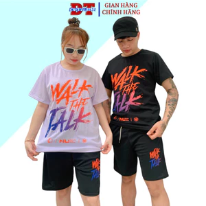Bộ Đồ, Set Quần Áo thể Thao Nam Nữ Chất Liệu mè Cá Sấu Thoáng Mát 2025 in chữ walk SSL