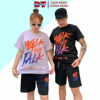 Bộ Đồ, Set Quần Áo thể Thao Nam Nữ Chất Liệu mè Cá Sấu Thoáng Mát 2025 in chữ walk SSL