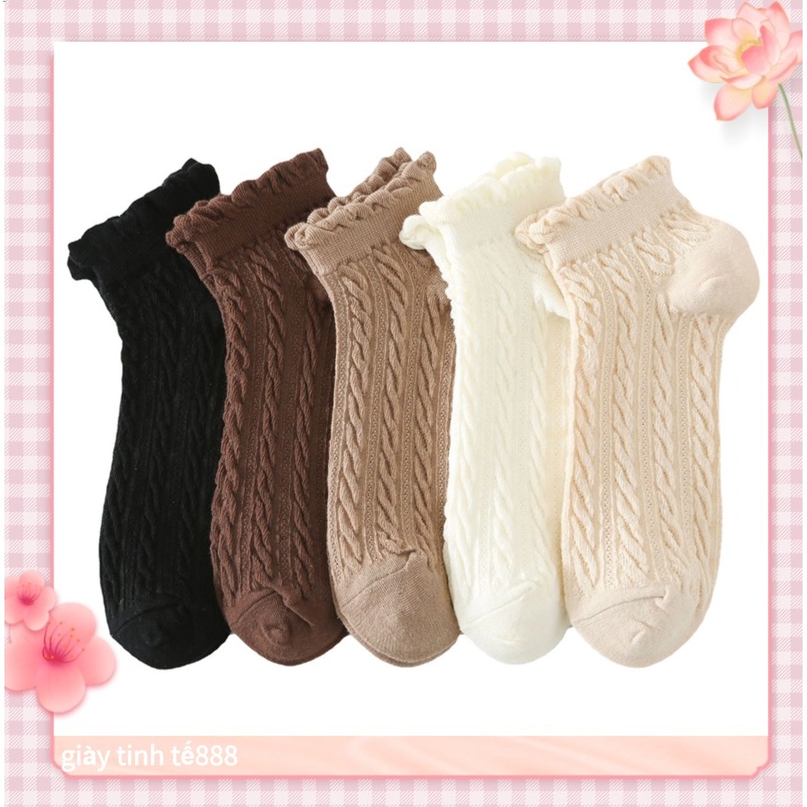 Tất nữ cotton nguyên chất, thấm mồ hôi, thoải mái và thoáng khí, tất trắng
