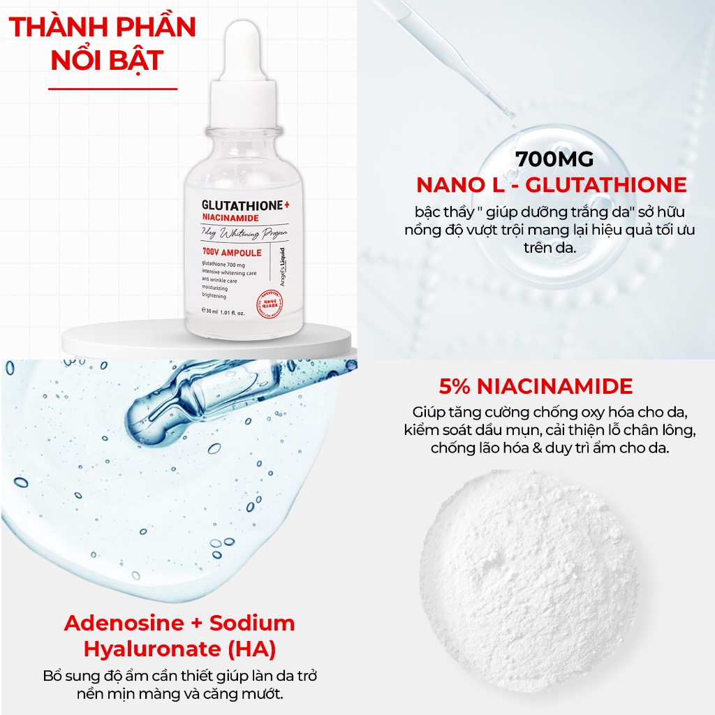 Ảnh Serum Dưỡng Trắng Se Khít Lỗ Chân LôngGlutathione + 5% Niacinamide 7Day Whitening 30ml 1
