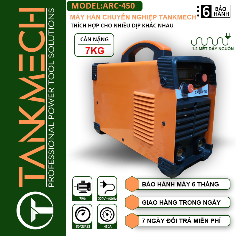 Máy Hàn Cầm Tay Tankmech ARC 450 Công Suất Lớn 5 tụ điện 1 lò phản ứng Máy hàn chuyên nghiệp