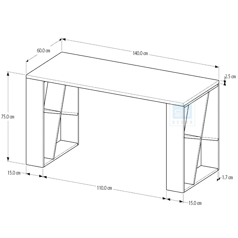 Ảnh Bàn Làm Việc Hiện Đại SIB Decor Với Mặt Bàn Dày 25mm, 2 Chân Cách Điệu Chắc Chắn BLV51 1