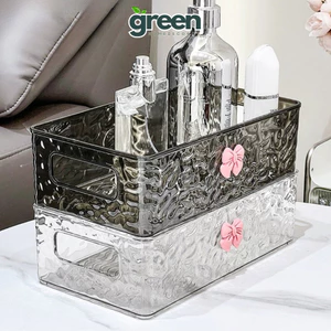 Khay nhựa trong suốt Greenhome, Khay đựng đồ vân kim cương sang trọng, đựng mỹ phẩm đựng đồ đa năng