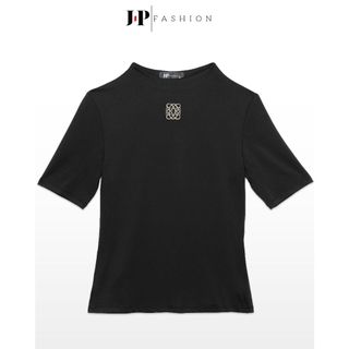 Áo Thun Nữ Tay Lỡ J-P Fashion Cổ Tròn Basic, Áo Phông Trơn In Logo Sang Trọng, Chất Mềm Mịn Co Giãn 10211658