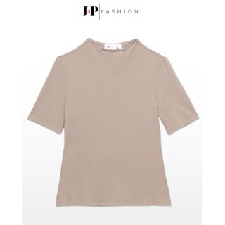 Áo Thun Nữ Tay Lỡ J-P Fashion Cổ Tròn Basic, Áo Phông Trơn In Logo Sang Trọng, Chất Mềm Mịn Co Giãn 10211658