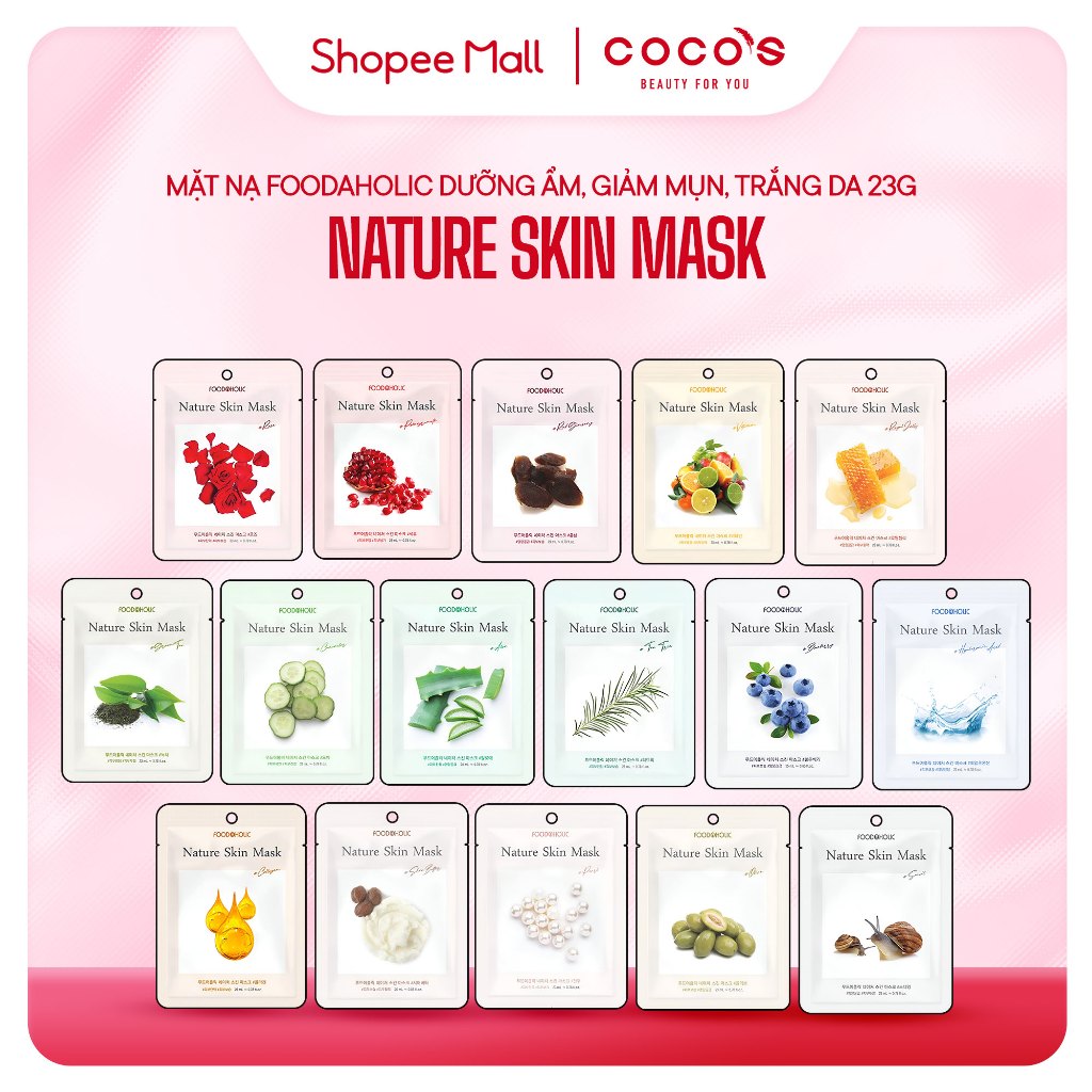 Ảnh Mặt Nạ Foodaholic Nature Skin Mask, Mặt Nạ Dưỡng Ẩm, Mặt Nạ Giảm Mụn, Mặt Nạ Trắng Da 23g 1