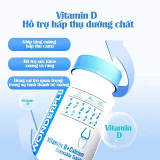 [Mua 2 Tặng 2] Viên Nhai Bổ Sung Canxi & Vitamin Wonderplus Giảm Đau Nhức Xương Khớp Giúp Xương Chắc Khoẻ Hộp 60 Viên