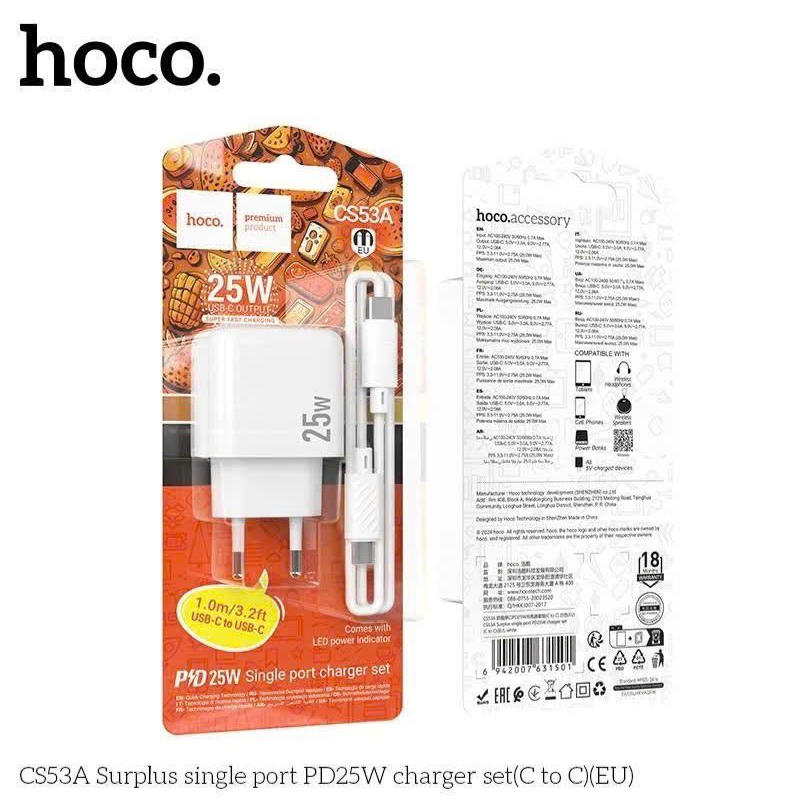 Bộ sạc nhanh hoco CS53A 25W typec to typec.
