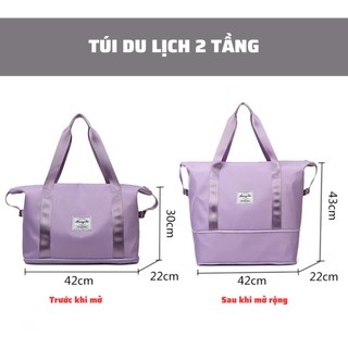 Túi du lịch 2 tầng đa năng, túi xách cỡ lớn chống thấm, có cài vali tiện lợi