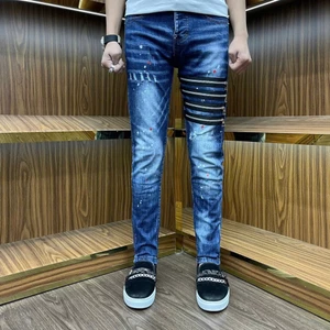 quần bò nam xanh vảy sơn bốn khoá ngang bốn cúc