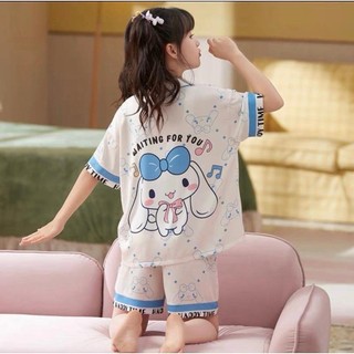 [13 - 46kg] Bộ đồ ngủ lụa trẻ em cao cấp - Bộ bé gái cộc tay mùa hè lụa mát - hoạ tiết hoạt hình 3D đáng yêu, dễ thương