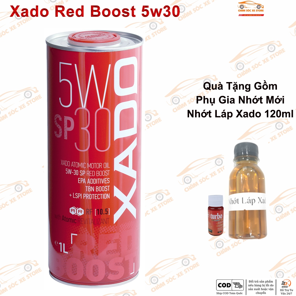 Dầu Nhớt Dành Cho Xe Tay Ga Xado  Red Boost Atomic 5W30- Tặng Kèm 1 Nhớt Láp Xado 120ml Và 1 Phụ Gia Nhớt Mới Turbo 10ml