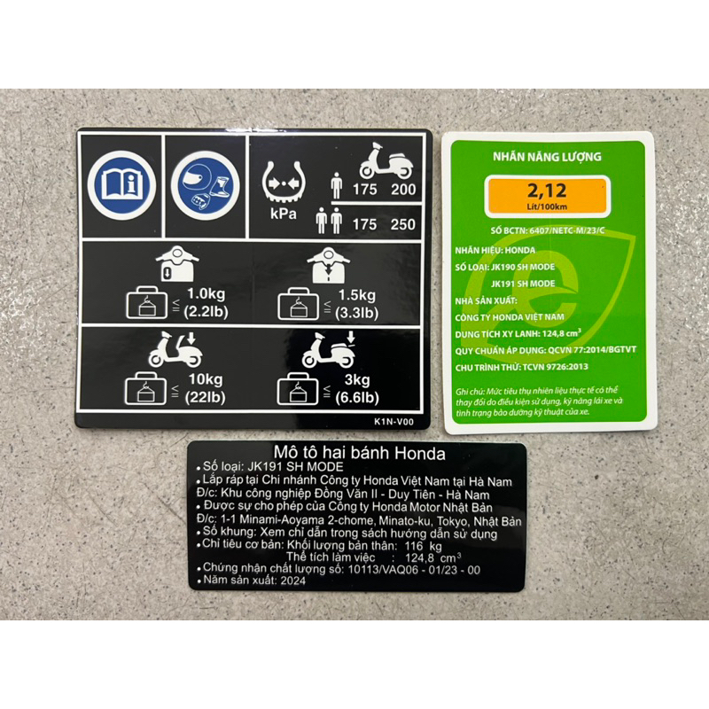 Tem thông số SH Mode 2020-2025 Zin