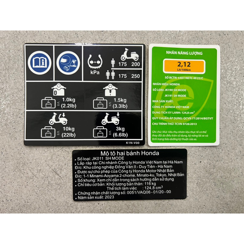 Tem thông số SH Mode 2020-2025 Zin