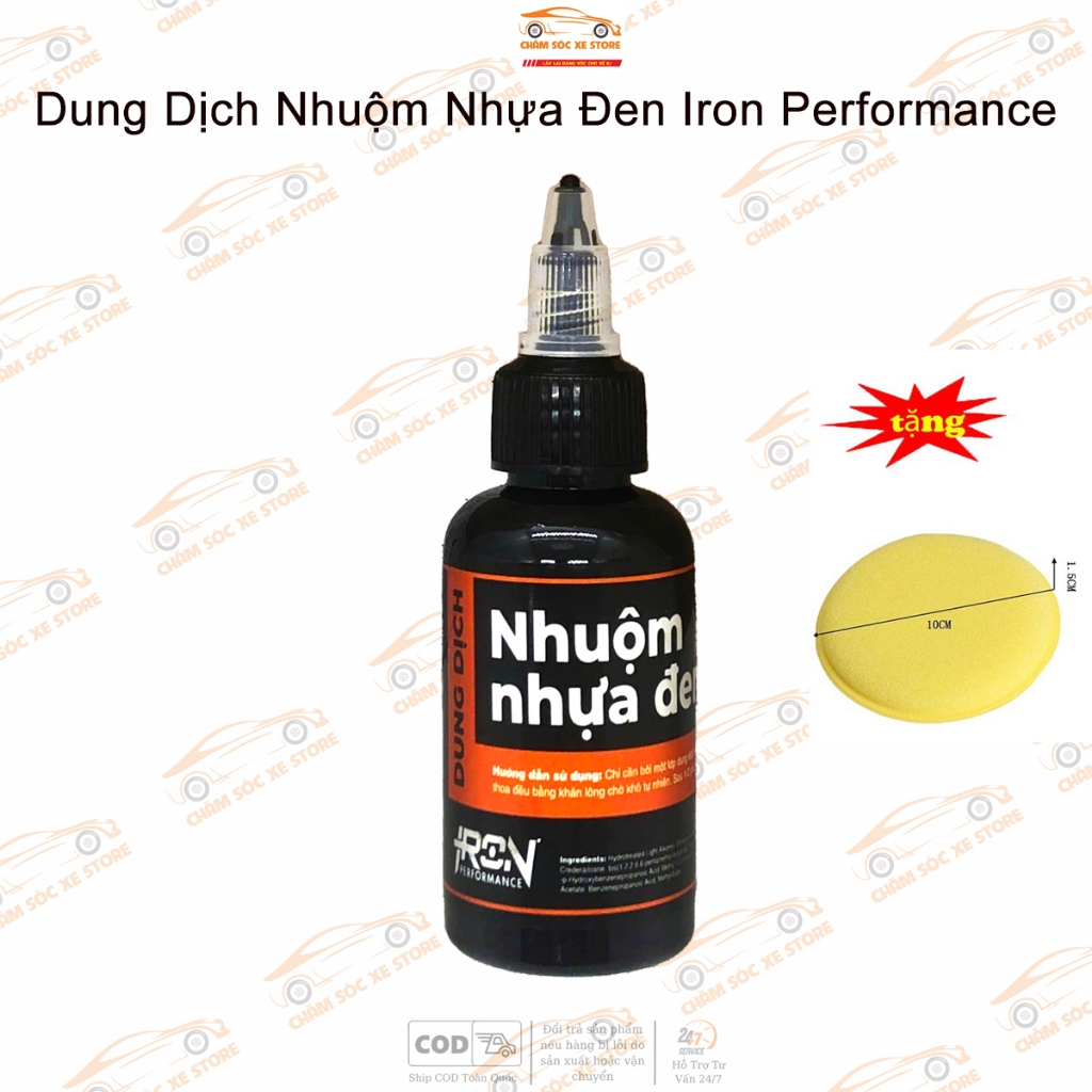 Dung Dịch Nhuộm Nhựa Đen Iron Performance 50ml - Tặng Kèm 1 Mút Bôi Vàng