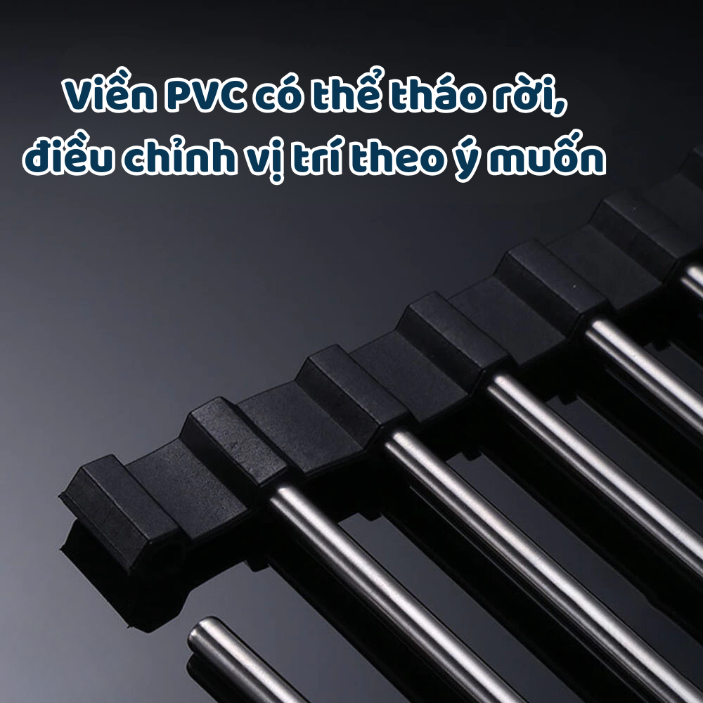 Giá inox gác bồn rửa chén đựng bát đĩa tiện lợi, Giá đựng hoa quả đa năng, ráo nước có thể điều chỉnh kích thước