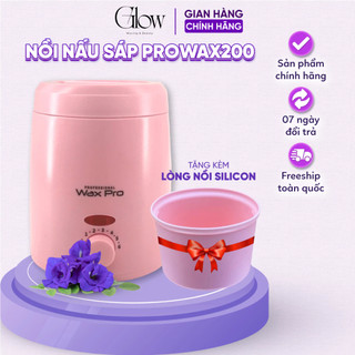 Nồi Nấu Sáp Wax Lông GLOWWAXING ProWax 200 Mini Màu Hồng Chống Dính Cao Cấp Kèm Lòng Silicon 1013
