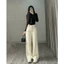 Quần jean ống rộng Hari ống suông màu kem đỉa đỏ ống 32cm