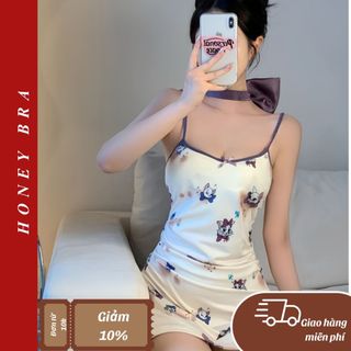 ĐẦM NGỦ LỤA MỀM MẠI IN HÌNH DỄ THƯƠNG – SANG TRỌNG, QUYẾN RŨ, THOẢI MÁI 💖✨DN114