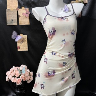 ĐẦM NGỦ LỤA MỀM MẠI IN HÌNH DỄ THƯƠNG – SANG TRỌNG, QUYẾN RŨ, THOẢI MÁI 💖✨DN114
