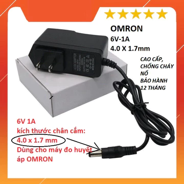 Bộ đổi nguồn dùng cho máy đo huyết áp Omron - Dây sạc, Cục sạc, Adapter Nguồn 6V thay thế cao cấp