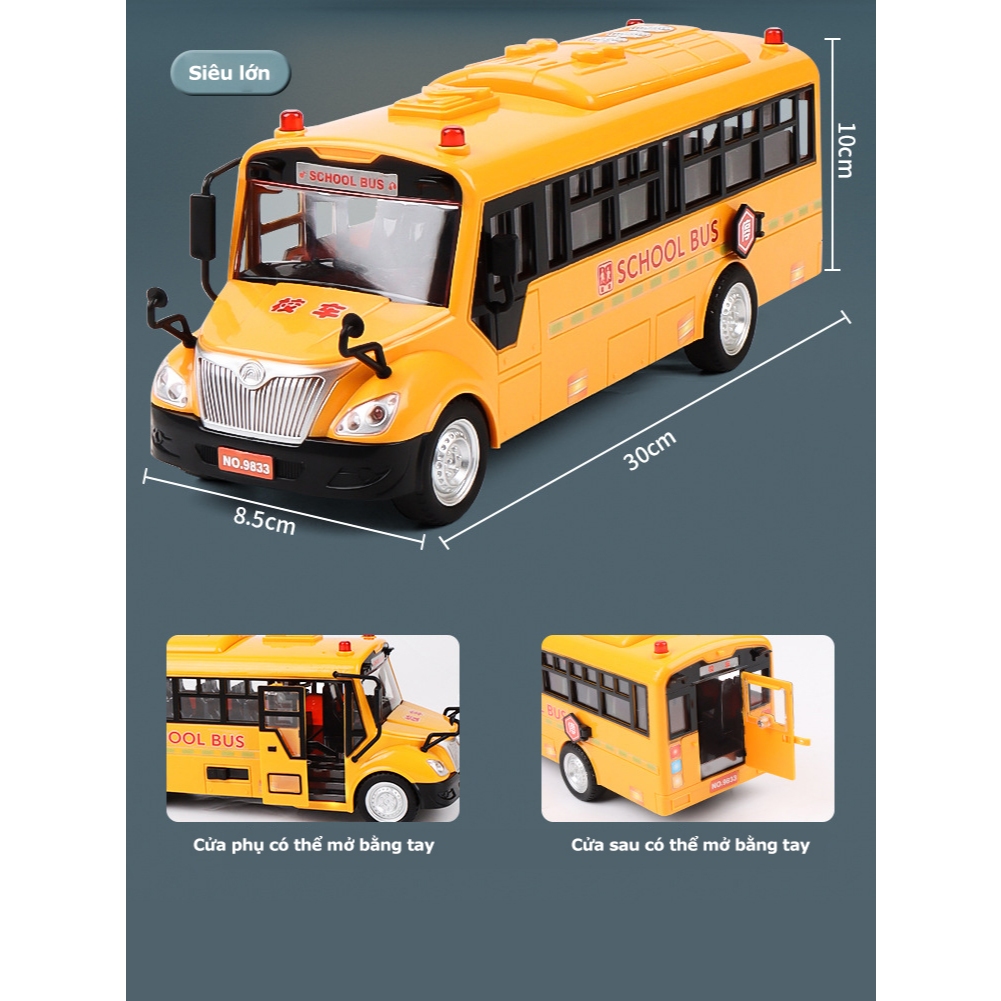 Xe buýt đồ chơi, school bus cho trẻ em, xe đồ chơi mở các cửa có đèn và nhạc,xe đồ chơi bé trai.