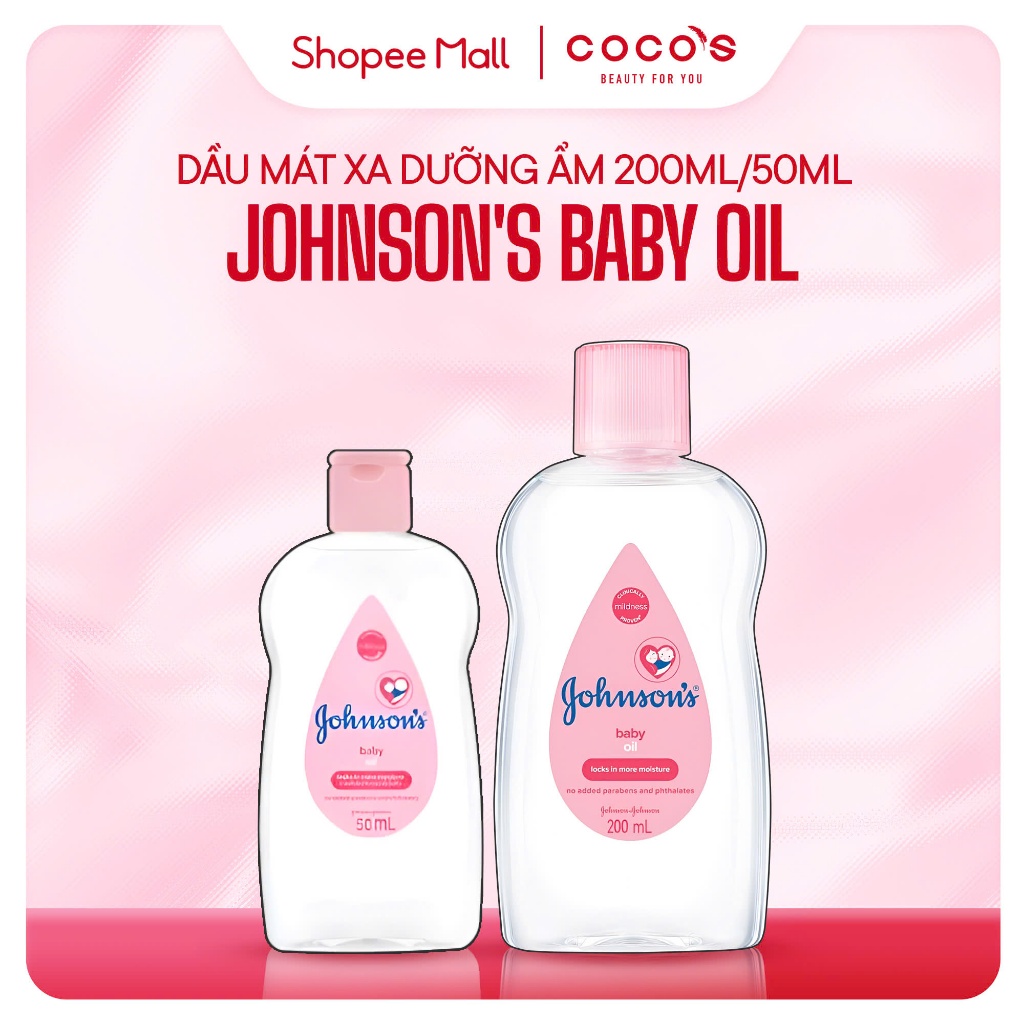 Ảnh Dầu mát xa dưỡng ẩm Johnson's baby oil massage pink 200ml / 50ml 1