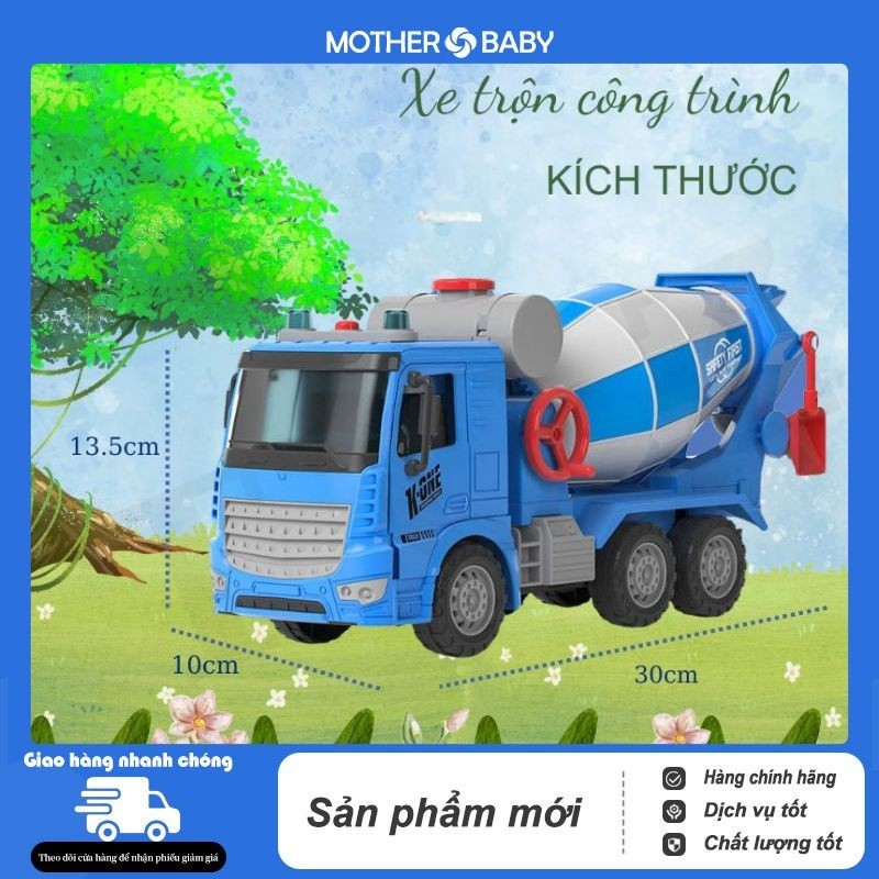 Xe đồ chơi cho bé trai,xe trộn bê tông, xe công trình đồ chơi ( không kèm bi )