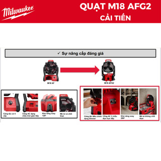 Quạt Milwaukee M18 AFG2 quạt dùng pin | Dùng điện công suất lớn hoạt động liên tục 13h M18 AFG2-0