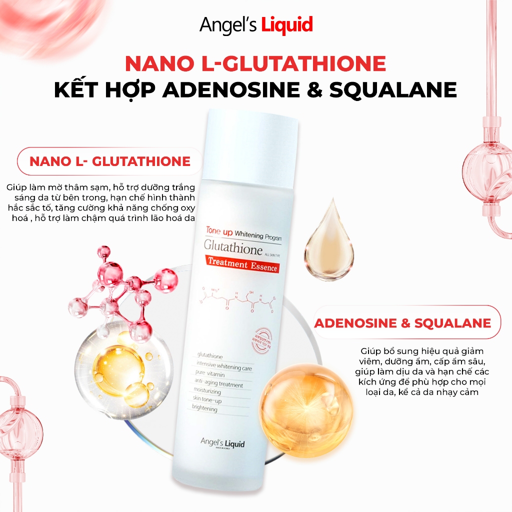 Ảnh Bộ 3 sản phẩm Nước Thần, Serum, Kem Dưỡng Trắng Cấp Ẩm Đa Tầng Angel's Liquid Whitening Program Glutathione 1