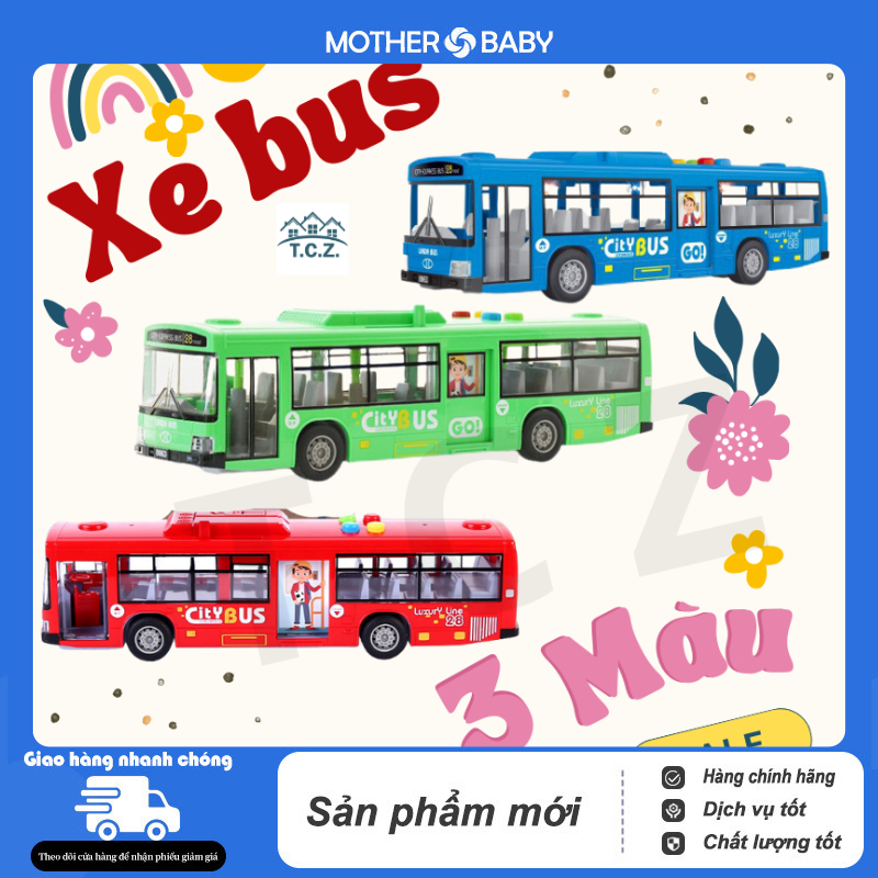 Xe buýt đồ chơi, Xe đồ chơi cho bé , xe đồ chơi cho bé trai, xe buýt công cộng, có đèn và âm thanh.
