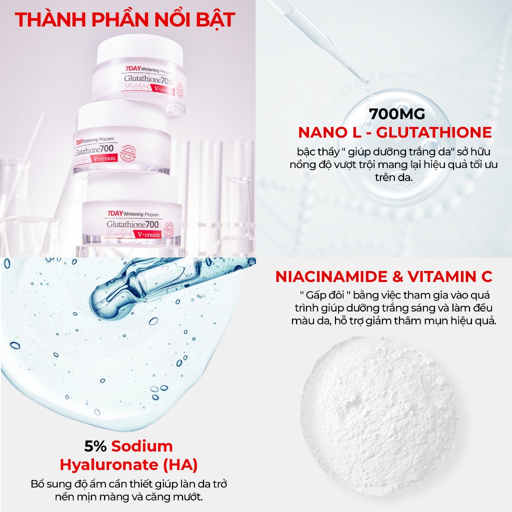 Ảnh Bộ Đôi Serum, Kem Dưỡng Trắng Da, Cấp Ẩm Đa Tầng Angel's Liquid Glutathione 700mg + 5% HA Serum 30ml & Cream 50ml 2