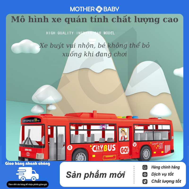 Xe buýt đồ chơi, Xe đồ chơi cho bé , xe đồ chơi cho bé trai, xe buýt công cộng, có đèn và âm thanh.