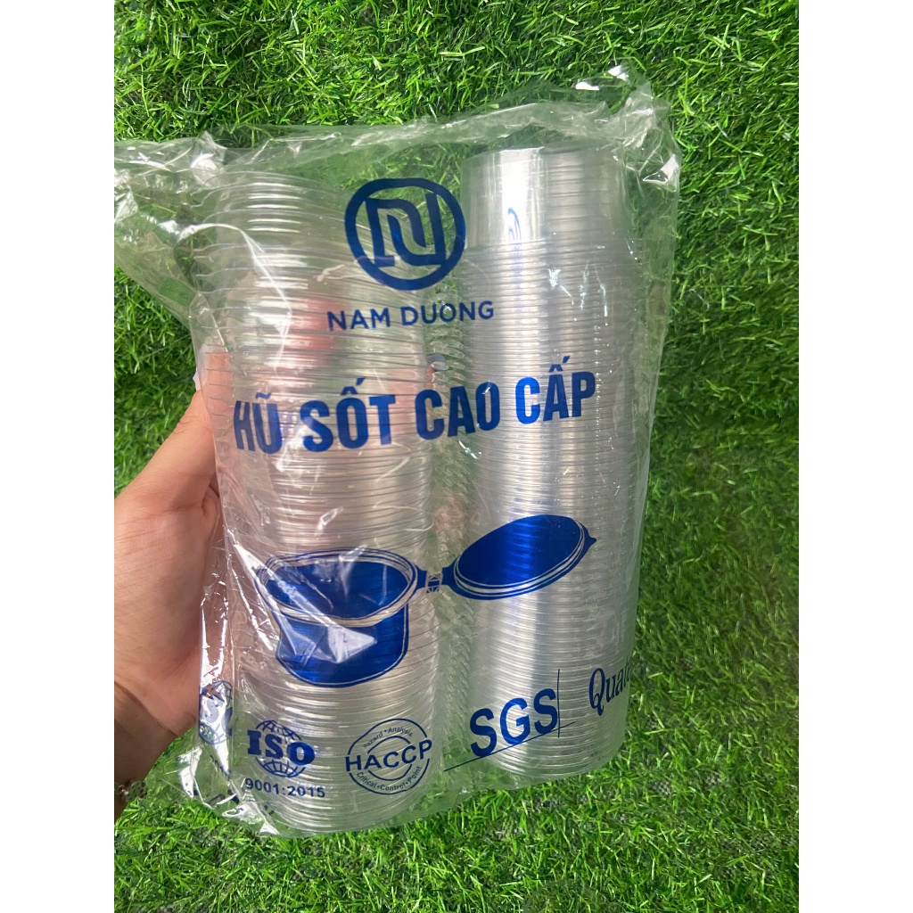 Hũ sốt nắp liền - cốc nhựa nắp cài dùng 1 lần đựng nước sốt , nước chấm loại nhỏ 50ml 120ml