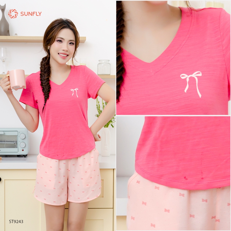 Ảnh Đồ bộ mặc nhà nữ áo cotton SUNFLY cộc tay quần sooc kate ST9243 4